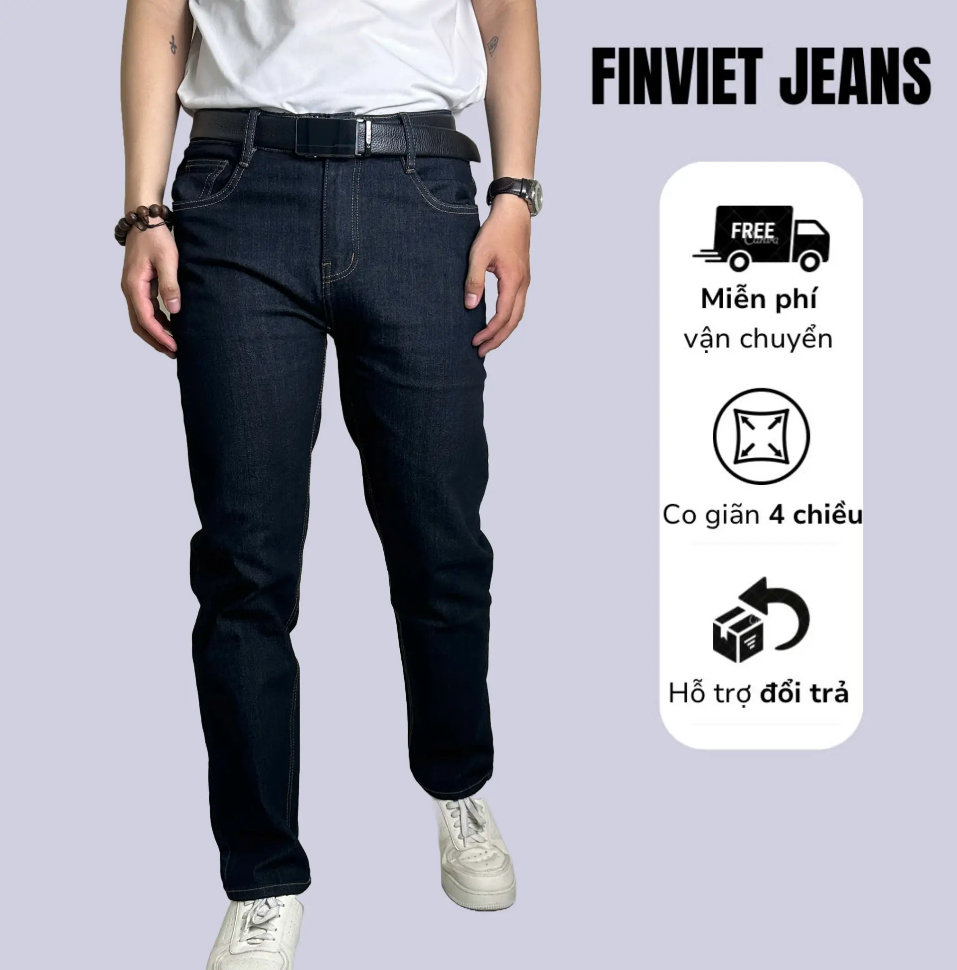 F.111 QUẦN JEAN NAM MẪU MỚI ĐEN CO GIÃN FORM CHUẨN ĐẸP THỜI TRANG FINVIET JEAN