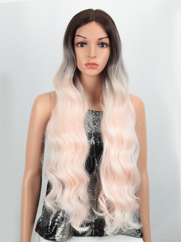 Valentine's Day Long Wavy Synthetic Lace Front Wig As Gift for Girlfriend, 29 Inch Middle Part Wig, Ombre Cosplay Wigs for Women for Girlfriend 5