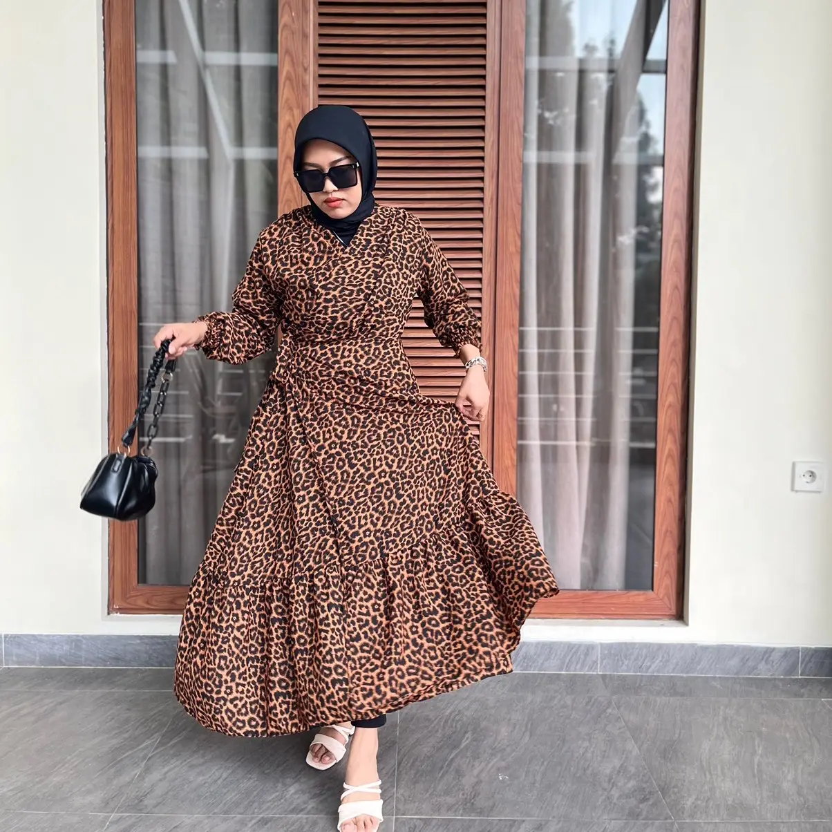 Dress Kimono Lilit Lengan Panjang By Mirae Wear Dress Korean look Dress Leopard Korean vintage Dress Allsize