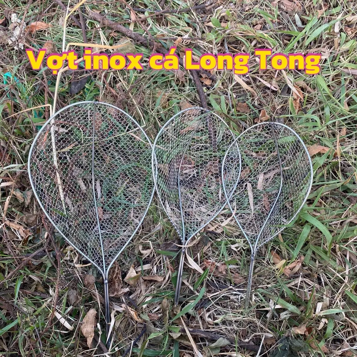 Vợt inox kít cá lòng tong, vợt inox xiệt cá, vợt vặn ốc, vợt tùng lưới gân đan tay và vợt lưới đỏ Fishing Đơn giá 1 chiết