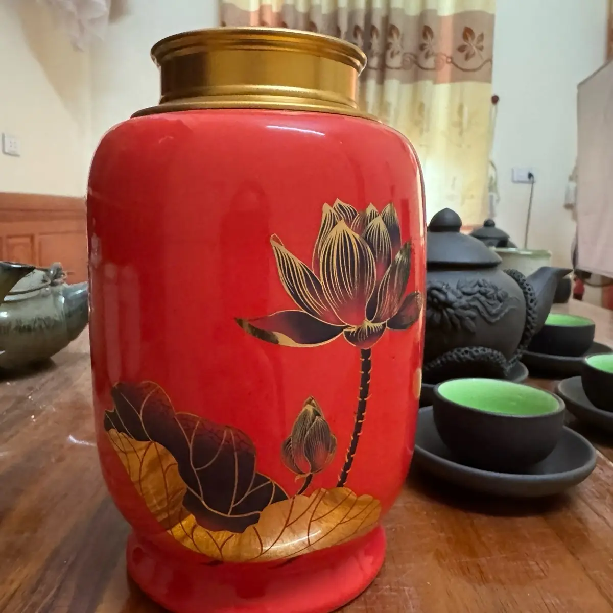 Bình đựng chè khô, hũ đựng chè hàng Bát Tràng