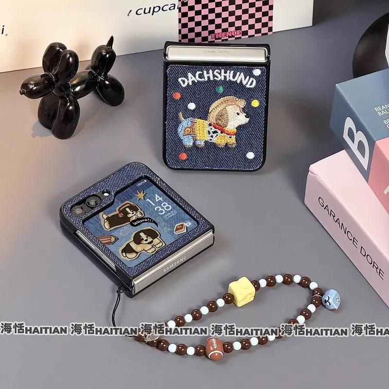 Ốp Điện Thoại Vòng Tay Chó Cao Bồi, Thiết Kế Sáng Tạo, Thích Hợp Cho Samsung Galaxy Zflip6, zflip5, zflip4, zflip3, Ốp Bảo Vệ Màn Hình Gập Phụ Kiện Cao Su 1