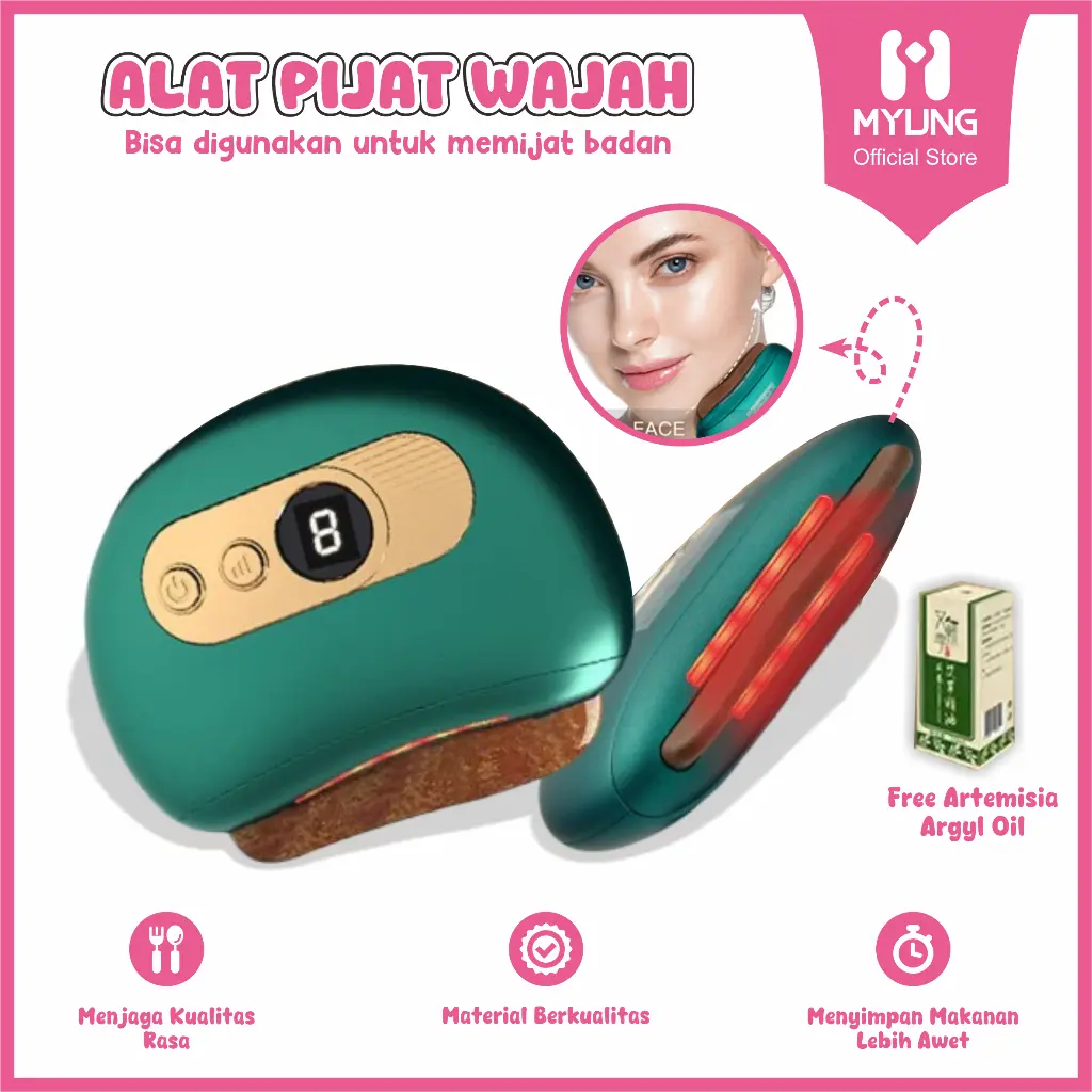 MYUNG Alat Pijat Wajah & Tubuh Elektrik Portabel Natural Bianstone / Kerokan