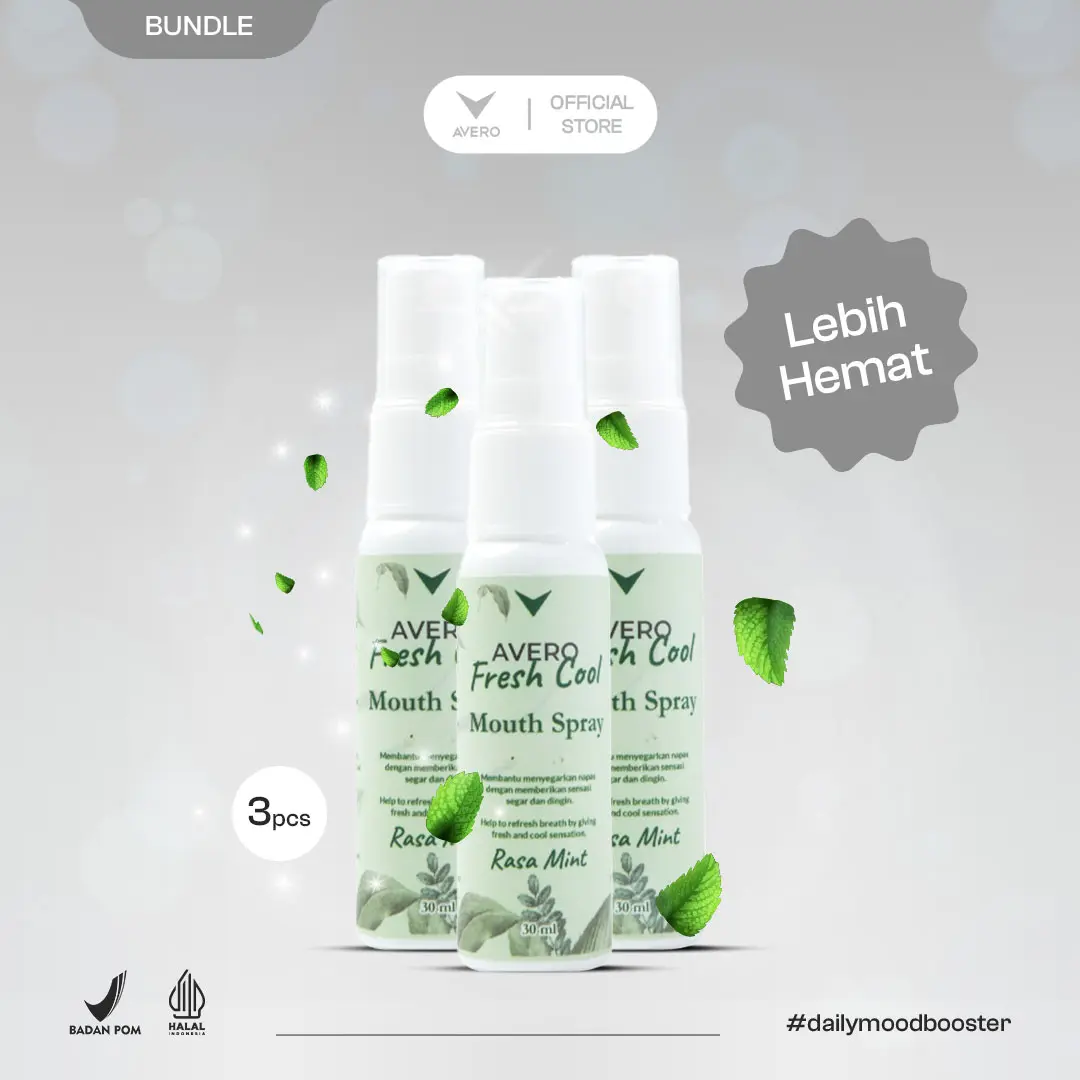 Avero Super Hemat 3pcs - Fresh Cool Mouth Spray - Pengharum Mulut & Penyegar Mulut - BPOM & Halal