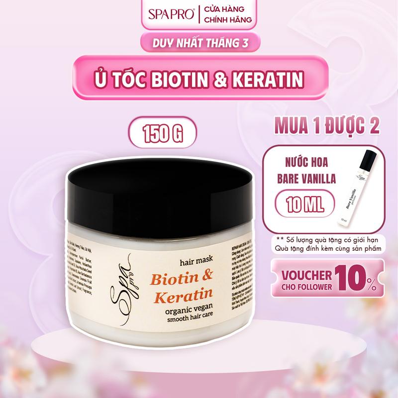 [MUA 1 TẶNG 1] Ủ Tóc Biotin & Keratin Giảm Sơ Rối Gãy Rụng SPAPRO 150G