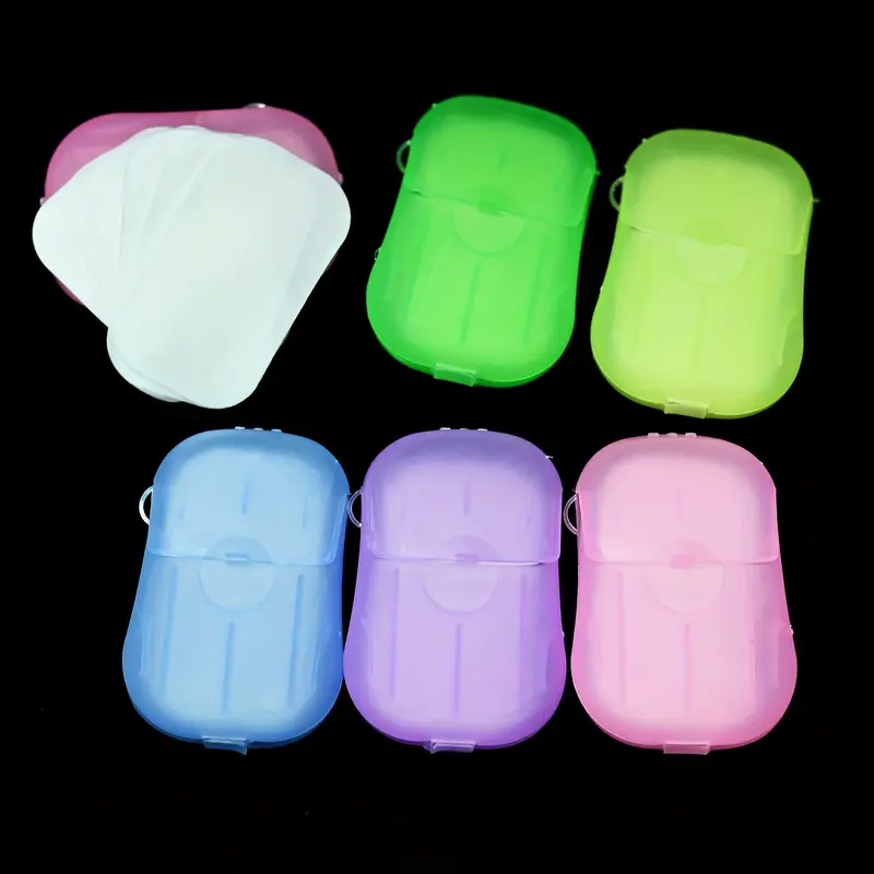 Xà phòng dùng một lần, 1 hộp / 4 hộp, Viên rửa tay Cầm Tay Đóng Hộp, Tấm xà phòng mini, Thích hợp cho du lịch 3