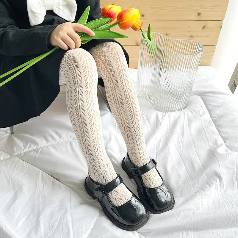 Girls pantyhose children's leggings summer thin hollow children's socks solid color children's stockings