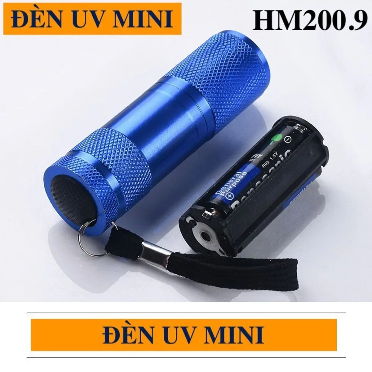 Đèn pin LED UV 9 bóng mini sấy keo resin – Đèn sấy khô Resin UV