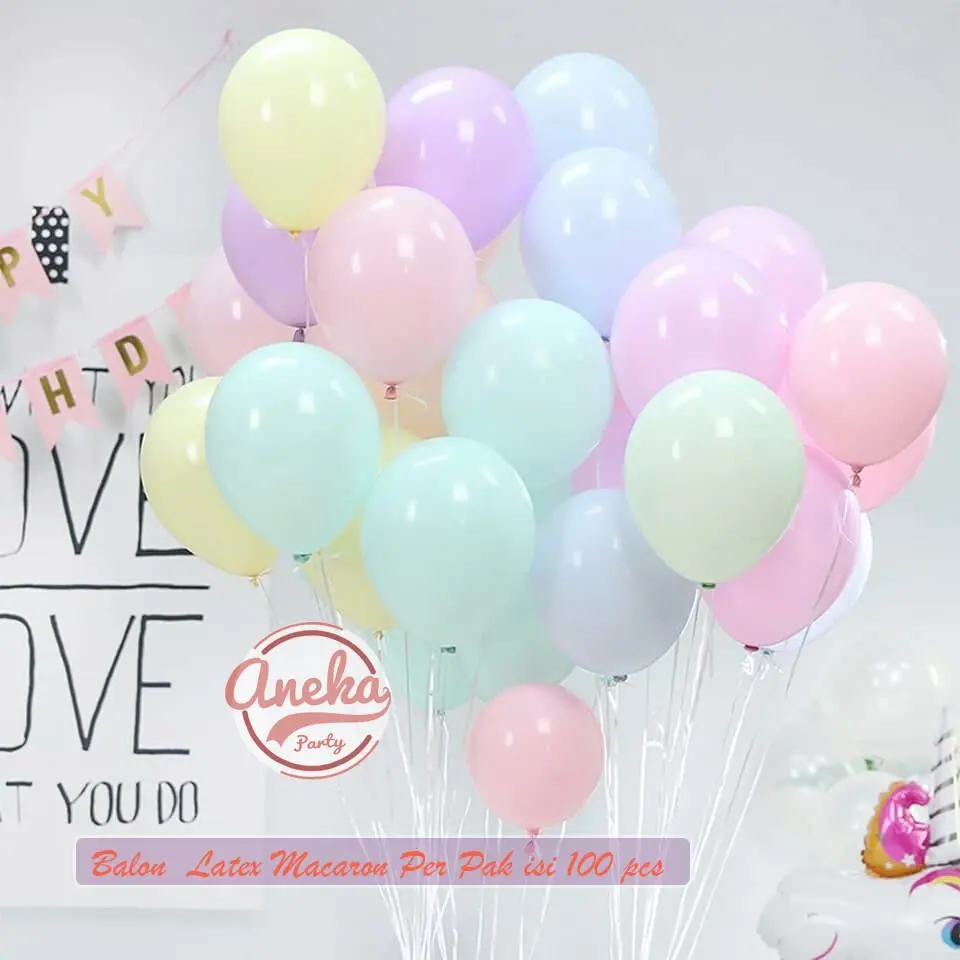 Balon Latex pastel per PACK ISI 100 Pcs / Balon macaron  per pak / Balon Karet macaron pastel / balon pastel dekorasi grpsir