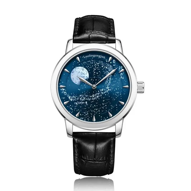 Đồng hồ nam Moon Star dạ quang máy cơ tay dây da pu siêu bền khoá luxury