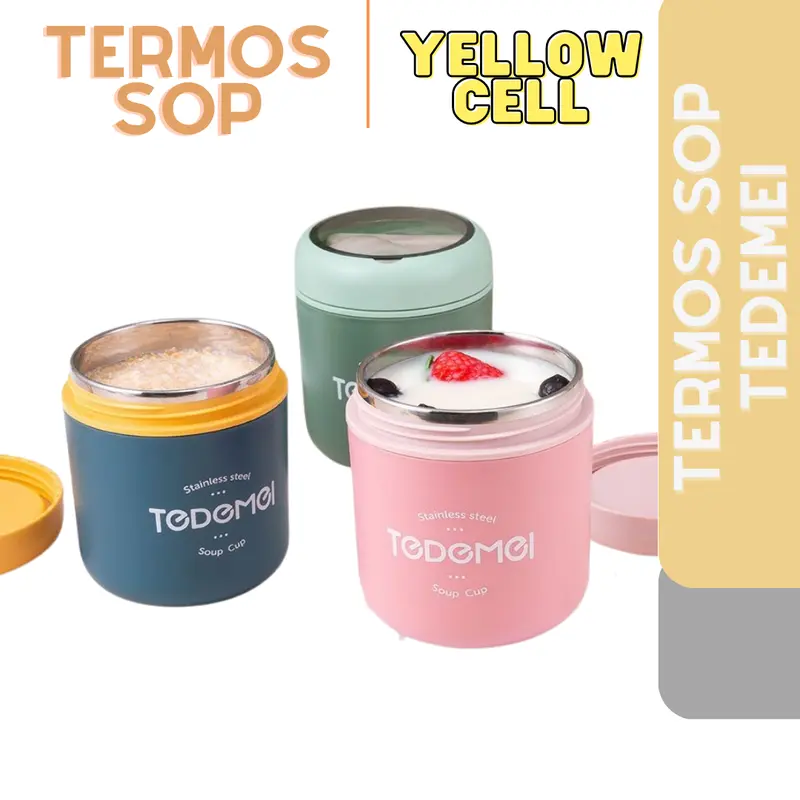 TEDEMEI TERMOS SUP KOTAK MAKAN ANAK STAINLESS LUNCHBOX SET PREMIUM RANTANG MAKAN SOUP CUP TEMPAT SUP TERMOS SUP CANGKIR Plastik Wadah 2