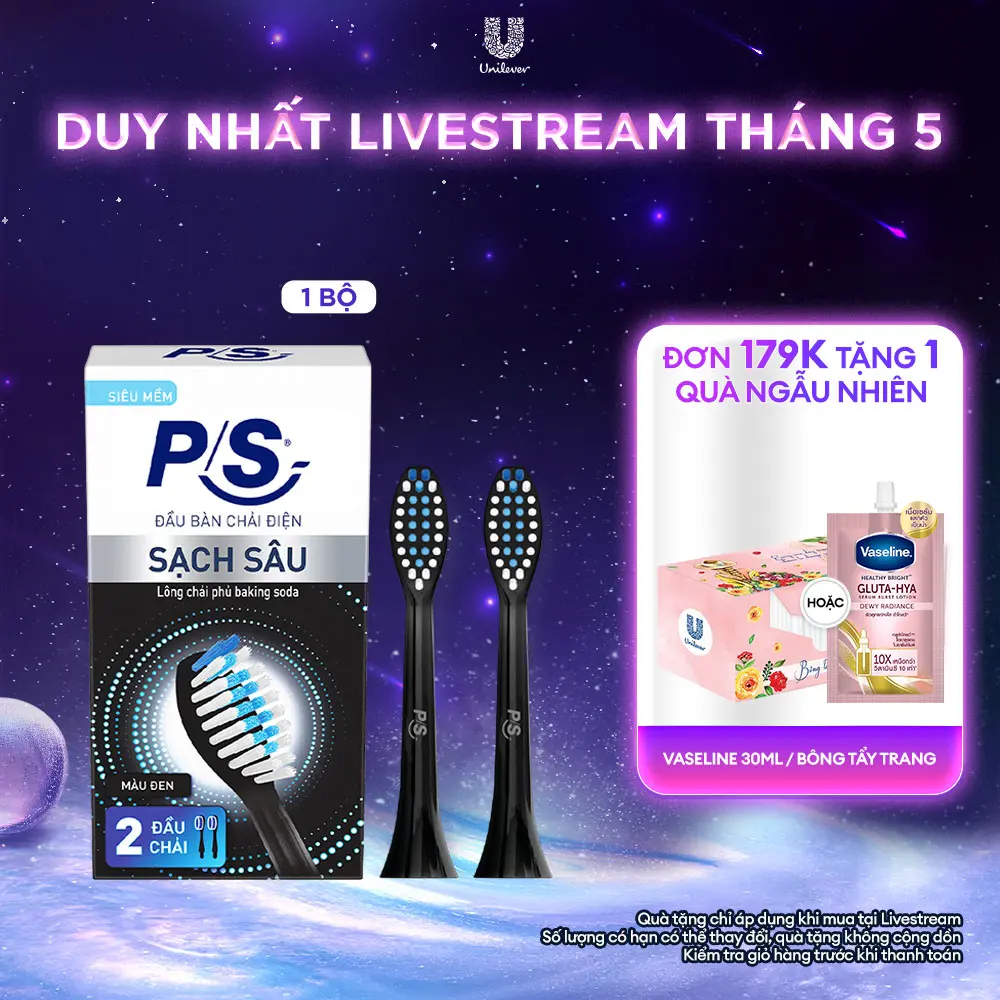 Bộ 2 đầu bàn chải điện P/S S100 Pro, Sạch mảng bám đến 10X (Thay đầu bàn chải mỗi 3 tháng) [1]