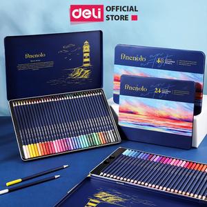 Bút chì màu gốc dầu Finenolo x Deli - 24/36/48/72 màu - Hộp màu chì thiếc chuyên nghiệp tô màu mịn kín giấy tông màu tươi sáng bản nâng cấp
