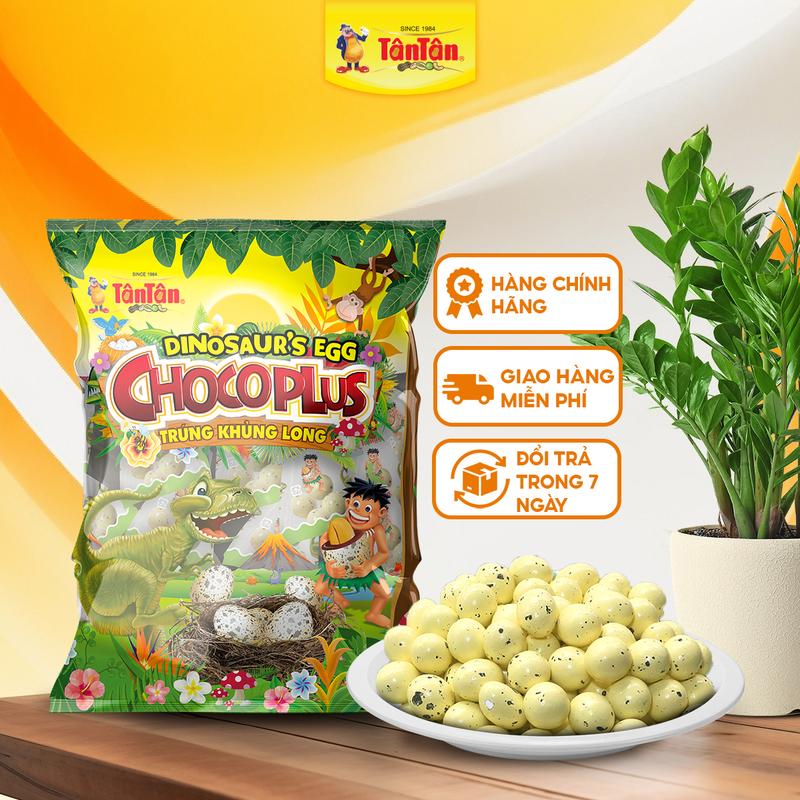 Đậu CHOCOPLUS TRỨNG KHỦNG LONG Tân Tân - Hộp 32g, Túi 96g, Túi 192g Snack Ăn Vặt Food Sô Cô La Đường Nho