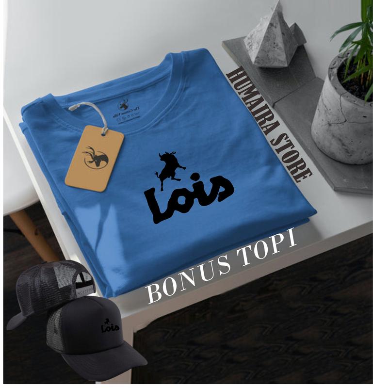 COD!!! Kaos Distro Lengan Pendek Lois Keren Text Hitam Bonus Topi / Kaos Distro Premium Cocok Untuk Pria & Wanita Koas Distro Keren Crew Neck 5