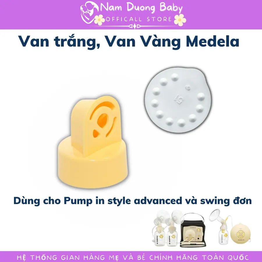 Van trắng, van vàng, van chân không, cổ nối phụ kiện Medela Pump instyle advanced Swing, nút dây, phụ kiện máy hút sữa Medela, Maymom