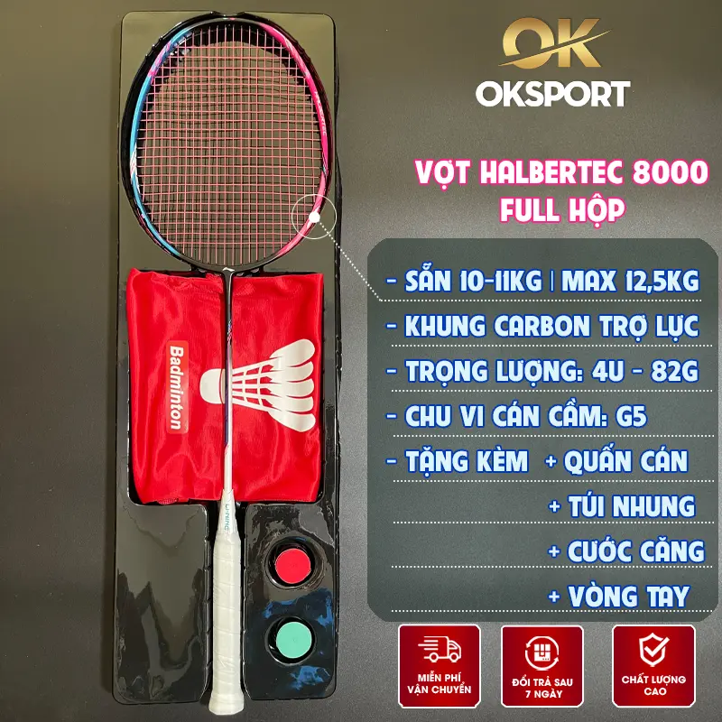 Vợt Cầu Lông Li bản Full Hộp Khung Carbon Căng Sẵn 10 - 11kg Max 12,5Kg Tặng Kèm Quấn Cán Túi Nhung Và Vòng Tay