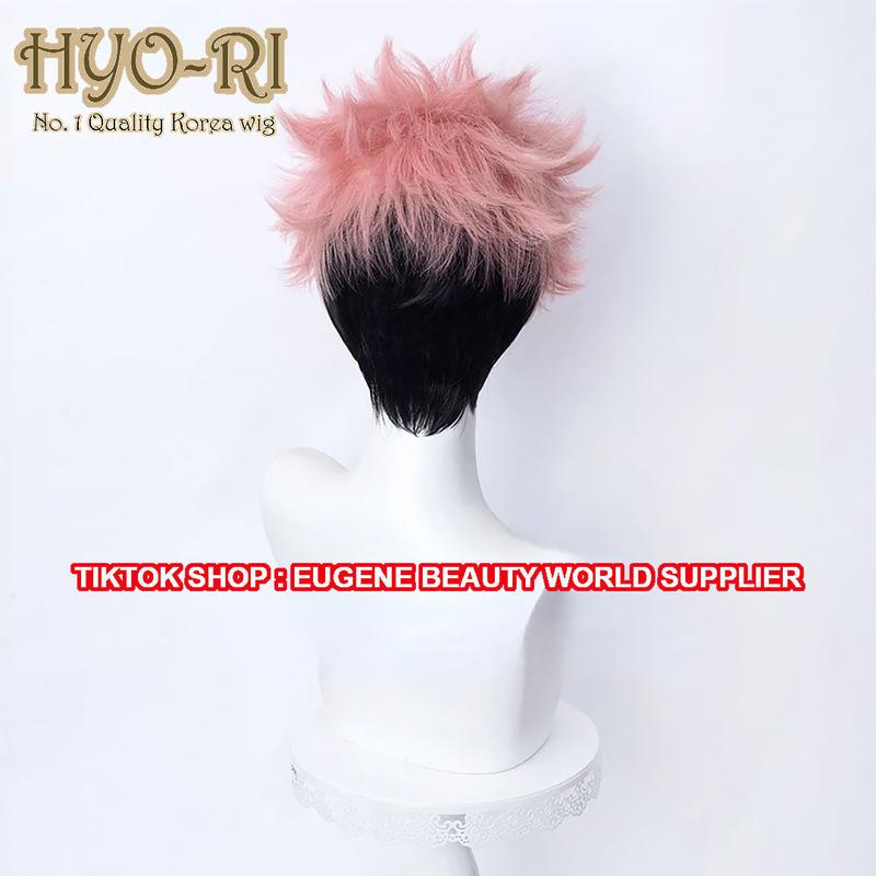 HYO-RI WIG : WIG RYOMEN SUKUNA WIG SUKUNA WIG ITADORI YUJI WIG ITADORI YUUJI WIG YUUJI ITADORI WIG YUJI ITADORI ANIME COSPLAY JUJUTSU KAISEN WIG COWO COWOK PRIA PENDEK LURUS OMBRE GRADASI MODEL STYLE CEPAK JABRIK 1