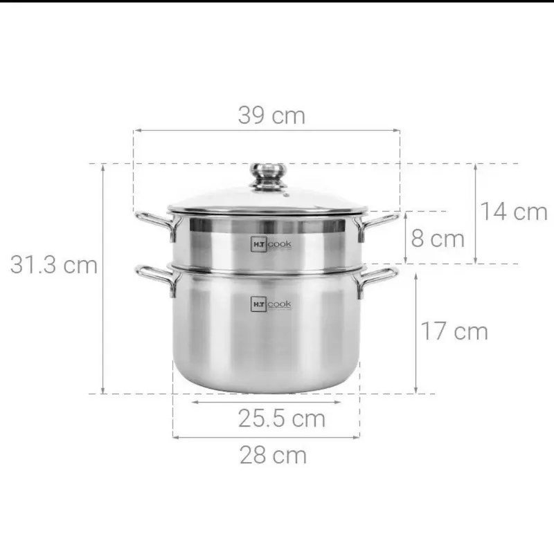 BỘ NỒI XỬNG HẤP HT.COOK 28CM INOX CAO CẤP 2