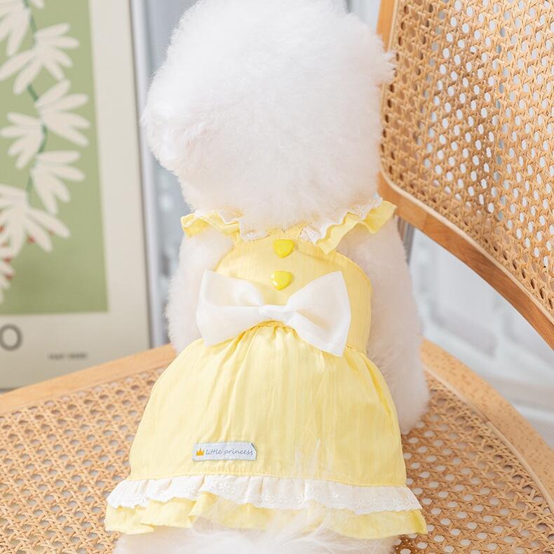 Summer Cute Bow Lace Strap Slim Dress Teddy Pet Dog Cat Clothes 1