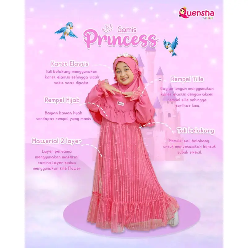 BIG SALE 2025 *GAMIS PRINCESS by Quensha Gamis bayi anak cantik gamis tutu Mewah Muslim Tile  Maroon Navy Lebaran Syari Pesta* 5