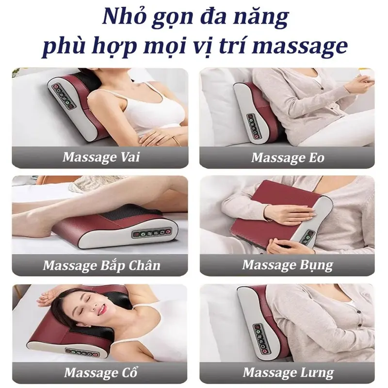 Máy Massage Cổ Vai Gáy Hồng Ngoại 20 Bi Xoay, Gối Matxa Đa Năng 3 Cấp Độ Có Đảo Chiều 4
