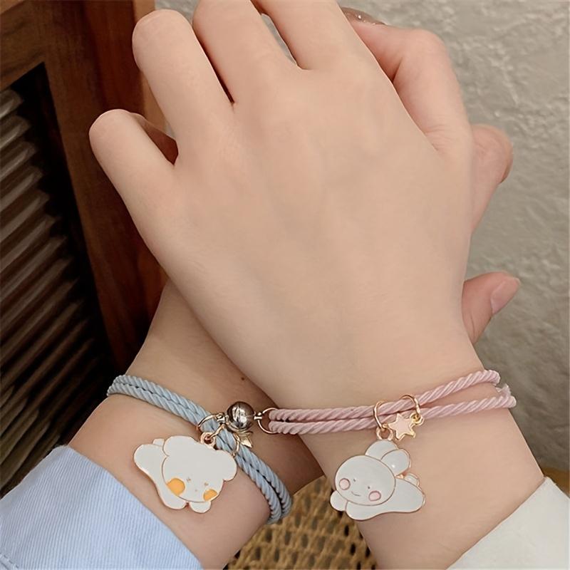 Vòng Tay Nam Châm Hút Cho Cặp Đôi, Dễ Thương, Gấu, Thỏ, Hoạt Hình, Quà Tặng Cho Bạn Bè