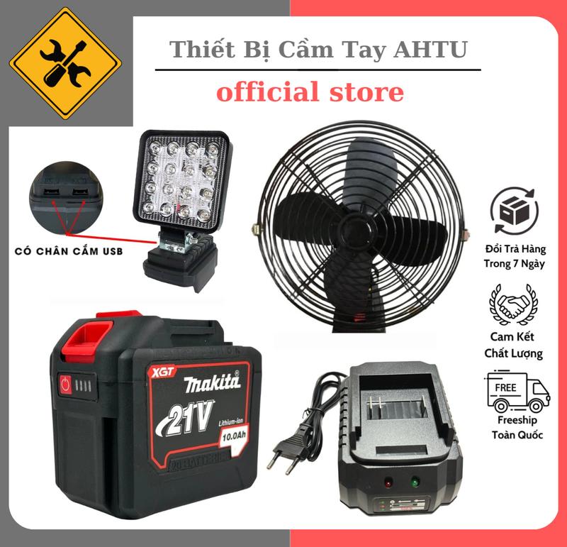 Combo 4 món (01 Quạt 8inch 2 tốc gió, 01 Đèn 16 Bóng USB, 01 Pin, 01 Sạc) dùng chân phổ thông Makita 4cm QuạT Fan