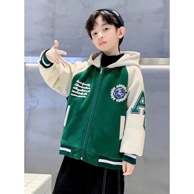 Áo khoác nỉ bomber dành cho bé trai 18-45kg mẫu chữ F. Chất liệu ấm, thiết kế đẹp.D33 8