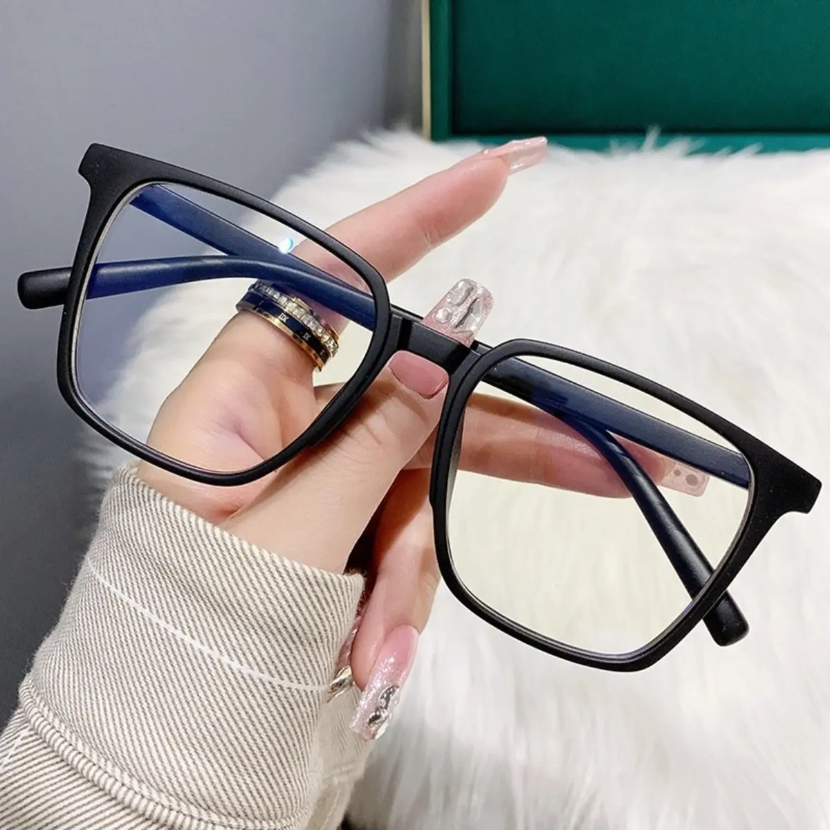 Kính gọng vuông giả cận trơn phong cách  thờ Hàn Quốc k119
