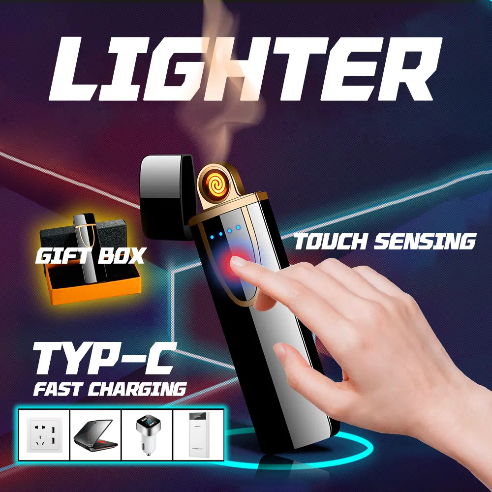 Lighter USB fingerprint touch sensing rechargeable compact and convenient Accessory safetygear