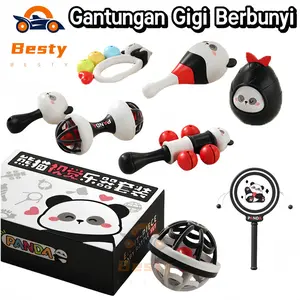 Besty 8Pcs Mainan Lonceng Kerincingan Panda Bayi Gigitan Kerincingan Mainan Pendidikan Dini