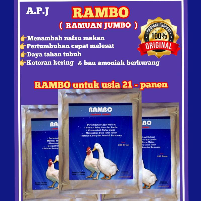 Suplemen Kesehatan Rambo (Ramuan Jumbo) untuk Unggas - 200 1