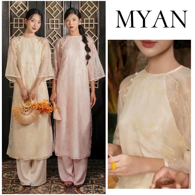 [SẴN HÀNG]Áo dài cách tân dáng suông TRÚC AN tơ thêu cao cấp đính ngọc, áo dài cưới,ăn hỏi, áo dài hot trend tết 2025, nữ, women dress - Áo Dài Mỹ An