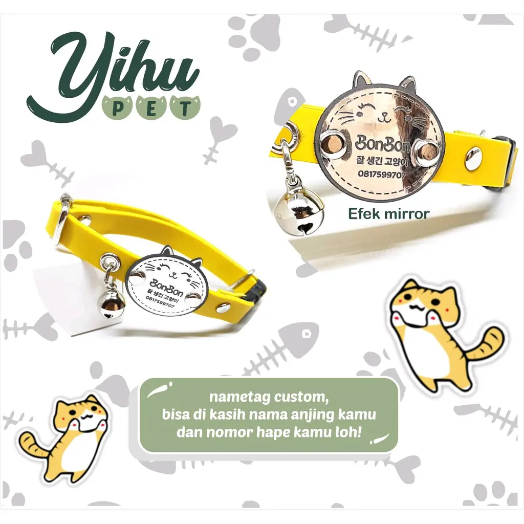 KALUNG CUSTOM NAMA(Bulat) Kalung Anjing Kucing Dog tag Cat Collar Gratis