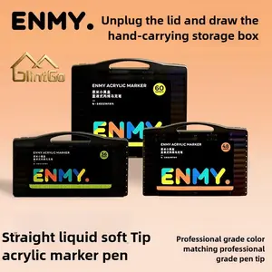 ENMY Marker Akrilik Marker Cat Air 80 Warna Set Lengkap untuk Kanvas Seni DIY Lukisan Marker Cair