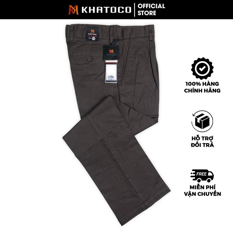KHATOCO SALE - Quần Khaki Khatoco, Màu Kem , Quần kaki nam Form Regular, Cotton Cao cấp Menswear