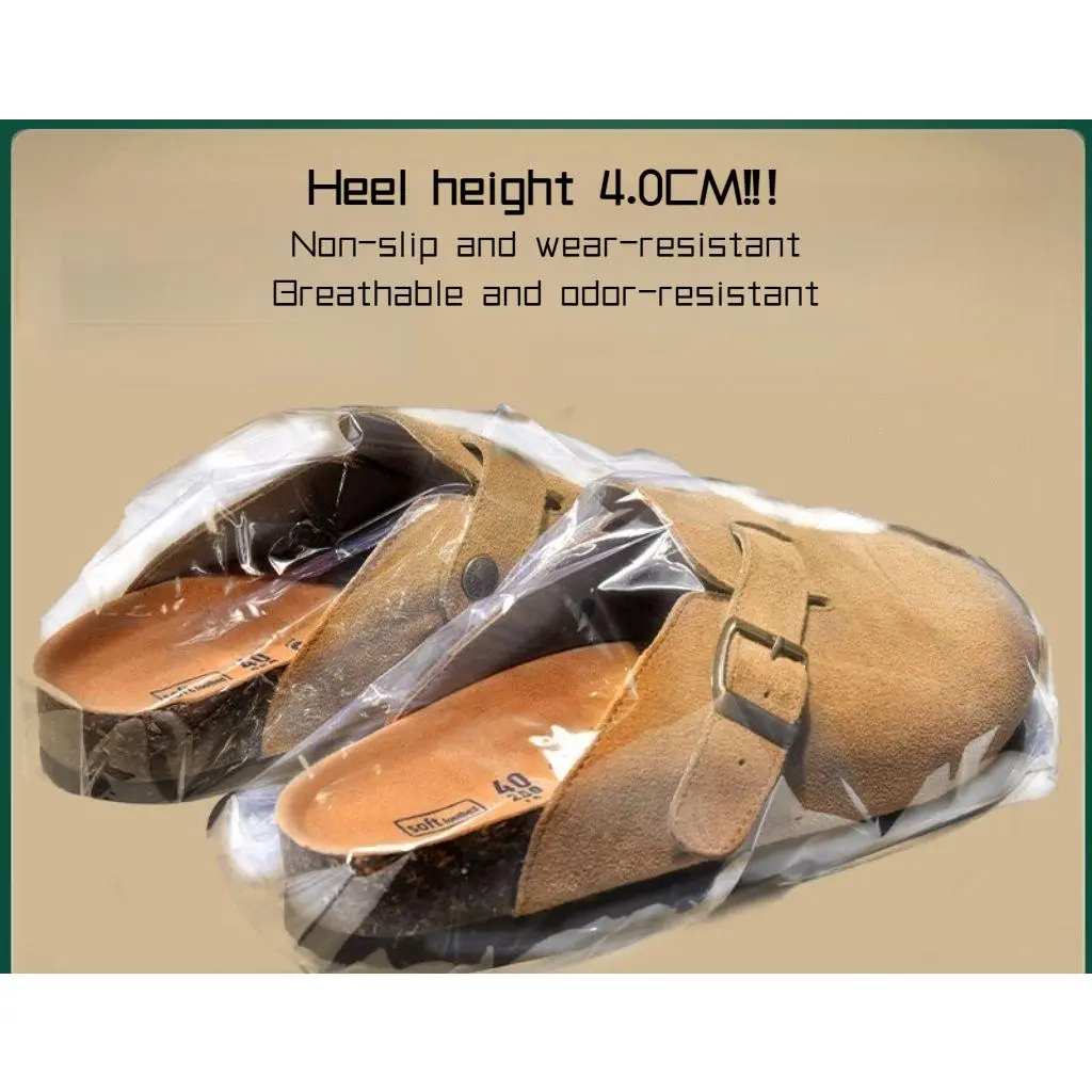 4cm Height Increasing Birken Women's Spring New Outdoor Thick Bottom Popular Boken Closed Toe Half Slippers Slip-on Lazybones' Shoes