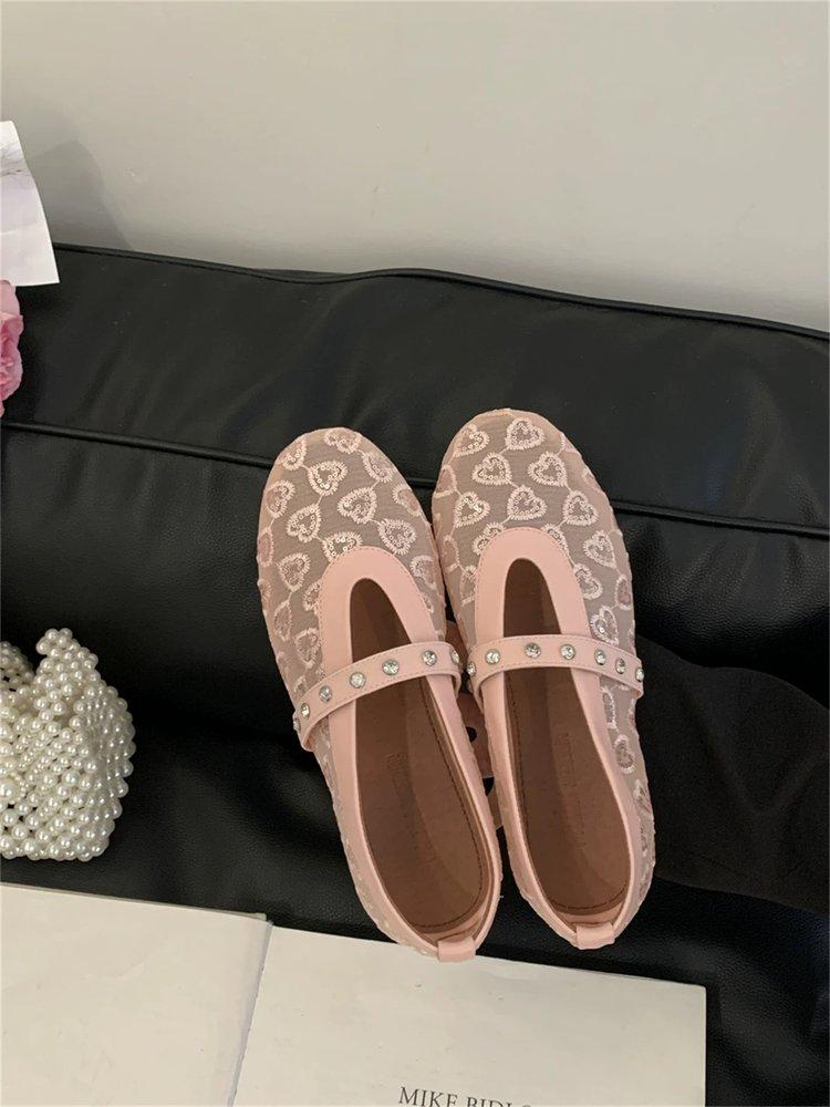 Product Introduction of Flat Shoes for Women Round Toe Mesh Soft Sole Slip-On Fashion Mary Jane Shoes Sizes 35-40 27