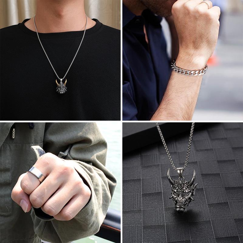   Tặng nhẫn trơn  Combo V4 dây chuyền samurai + lắc tay dây xích cực chất 