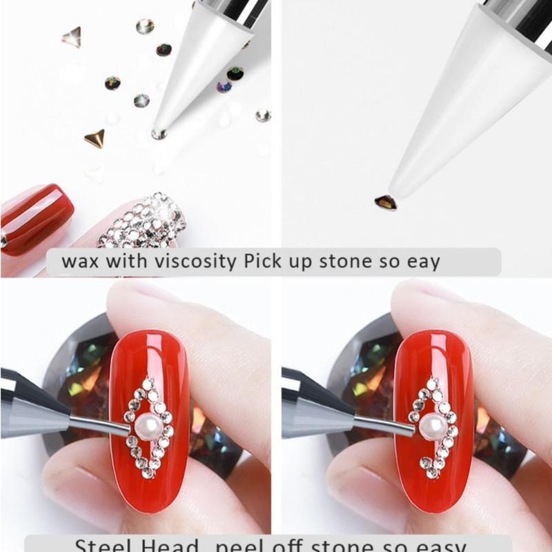 Double-ended Rhinestone Picker Pen, 2 Counts/set Nail Art Rhinestone Removing Handle Pen, Manicure & Pedicure Tools for Home & Salon Use 5
