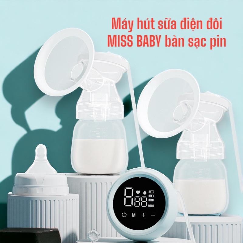   SẠC PIN- TÍCH ĐIỆN Máy hút sữa điện đôi MISS BABY 2 bình hút trang bị 3 chế độ hút với 9 cấp lực phễu viền silicon êm ái bảo hành 1 năm Voi may  hutsua hutsua 