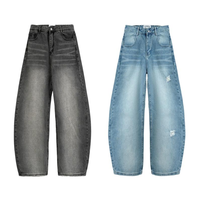 ￼Quần Jean Dài Ống Rộng Nam Nữ Wash Basic | HDB BAGGY JEANS 0