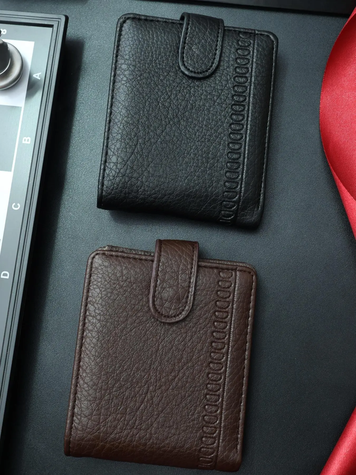 Men's Casual Plain Color Short Wallet, Fashionable PU Leather Card Holder, Casual Trendy Versatile High-quality Daily Wallet