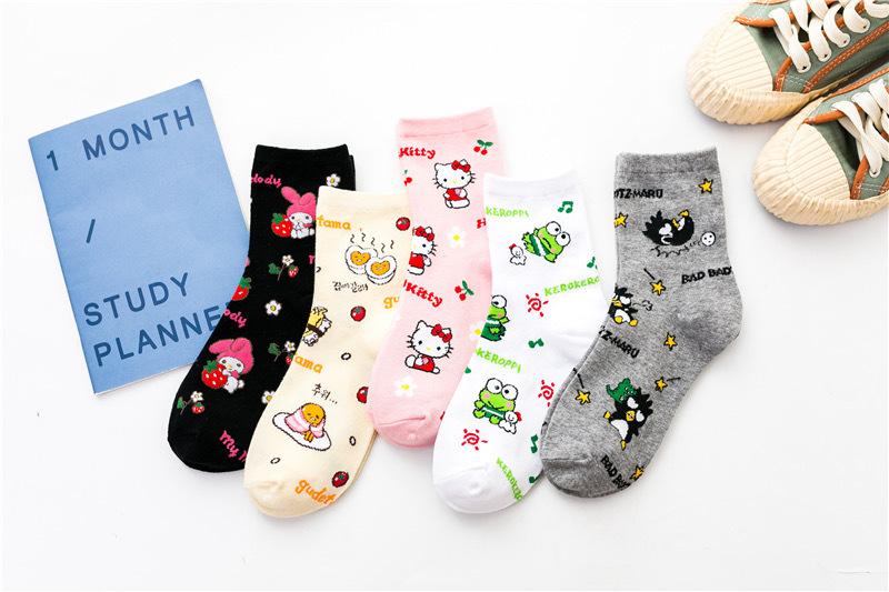 Product Introduction of Tất Phong Cách Nhật Bản, Hàng Mới Về, Tất Jacquard Hoạt Hình Sáng Tạo, Thiết Kế Hoạt Hình Hello Kitty, Dài Giữa Bắp Chân, Dễ Phối Đồ Thích Hợp Cho Phong Cách Đi Học, Tất Nữ 6