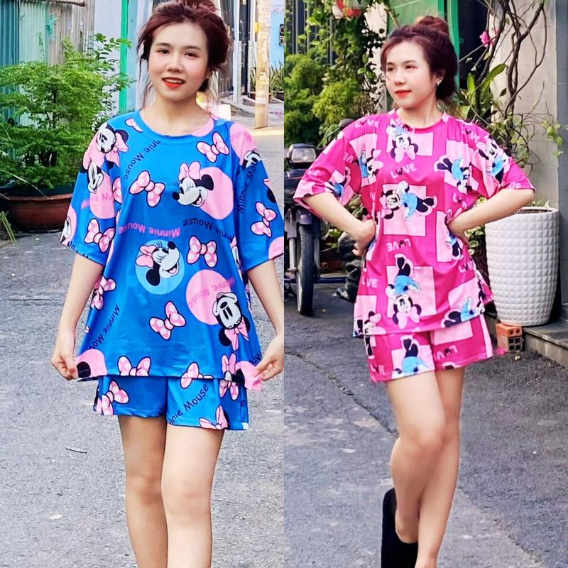 Đồ Bộ Nữ Bigsize Quần Đùi Hoạt Hình Mặc Hè Dễ Thương ESHOP Đồ bộ Đồ mặc nhà áo thun quần thun gân tăm lạnh có túi co giãn mặc đẹp dễ thương đi chơi ngủ thoải mái DB268