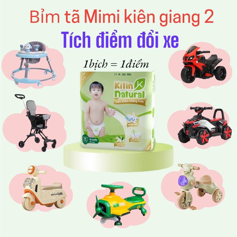 TÍCH ĐIỂM ĐỔI XE 1bịch tã bỉm KITIN NATURAL thương hiệu việt đủ size cho bé 0-20kg Voi Thun