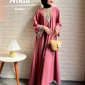 Nikai gamis crinkle airflow mix renda cantik