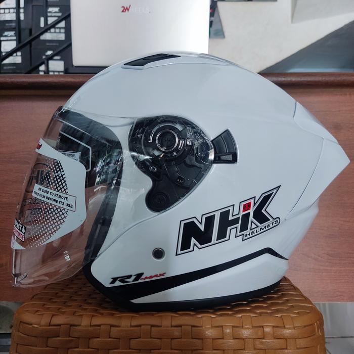 Nhk R1 Max Jual HELM NHK R1 MAX SOLID STAR WHITE HALF FACE NHK R1 MAX DOUBLE VISOR ...