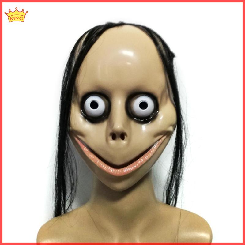 Mặt nạ kinh dị Halloween mới với tóc dài MO MO Mask Mặt nạ hài hước Mặt nạ miệng hình chữ V có tóc Mặt nạ ma nữ Mặt nạ nhập vai MO Mask Mặt nạ